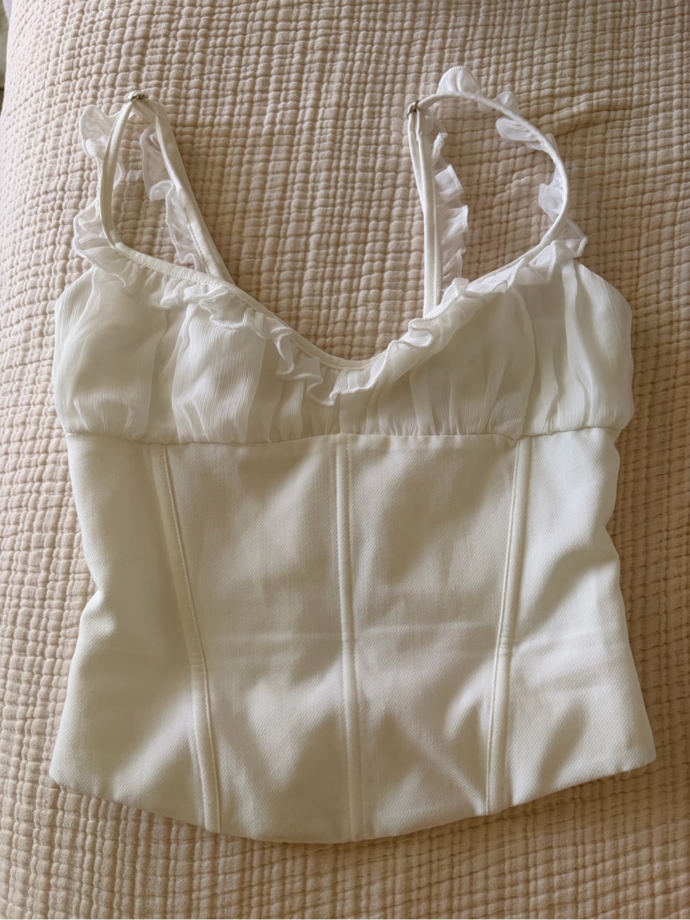 White Fox Boutique White Ruffle Bustier Cami - Picture 2 of 3